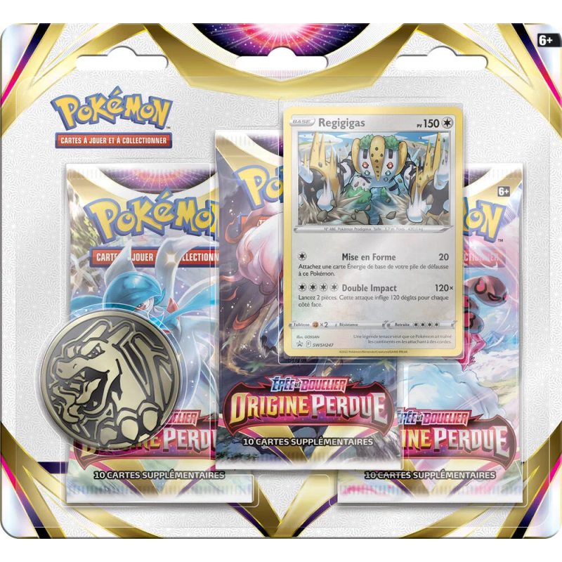 Blister de 3 boosters Epée et Bouclier Origine Perdue - Dimoret & Regigigas Pokemon