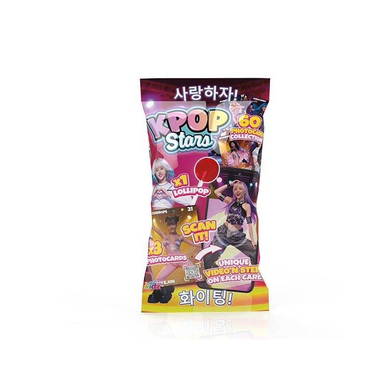 Booster KPOP Stars – 3 Photocards à Collectionner + 1 Sucette